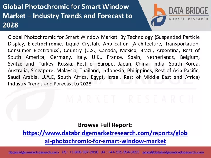global photochromic for smart window market