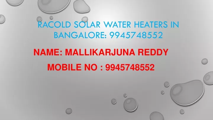 racold solar water heaters in bangalore 9945748552