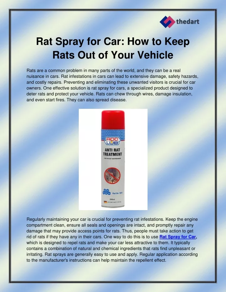 rat spray for car how to keep rats out of your