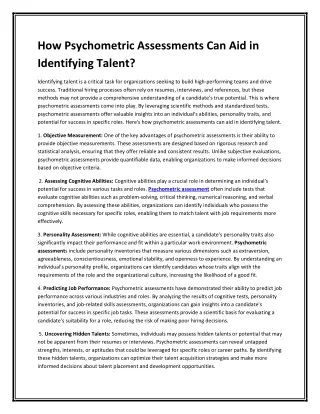How Psychometric Assessments Can Aid in Identifying Talent
