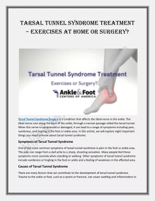 Tarsal Tunnel Syndrome Treatment