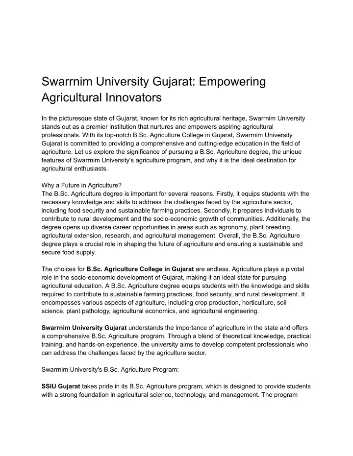 swarrnim university gujarat empowering