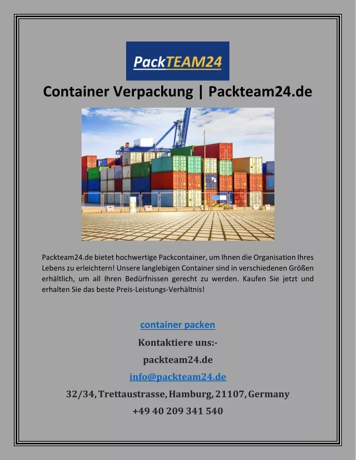 container verpackung packteam24 de