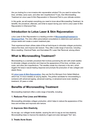 Lotus Laser & Skin Rejuvenation_ Getting Started Microneedling Treatment in Sherwood Park