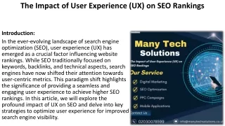 The Impact of User Experience (UX) on SEO Ranking