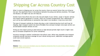 Shipping Car Across Country Cost
