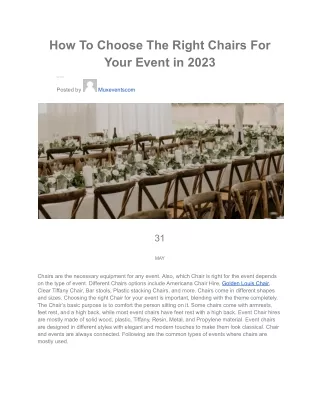 How To Choose The Right Chairs For Your Event in 2023