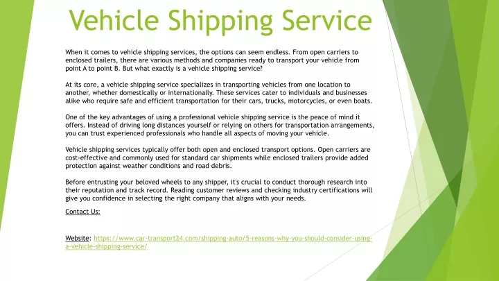 vehicle shipping service