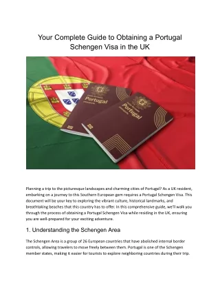 Your Complete Guide to Obtaining a Portugal Schengen Visa in the UK