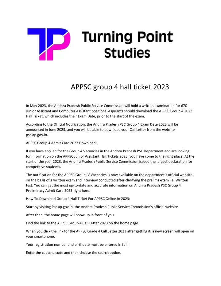 appsc group 4 hall ticket 2023