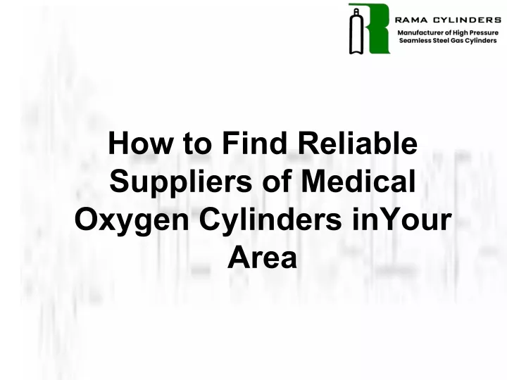 how to find reliable suppliers of medical oxygen