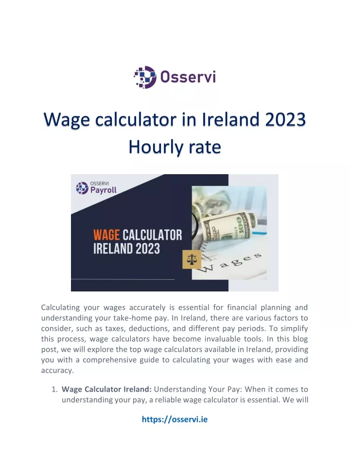 wage calculator in ireland 2023 hourly rate