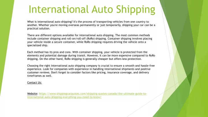 international auto shipping