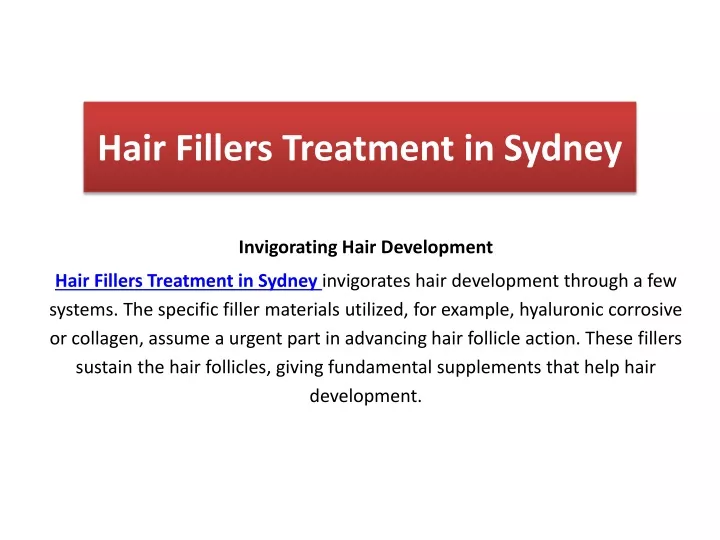 hair fillers treatment in sydney