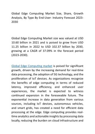 global edge computing market size share growth