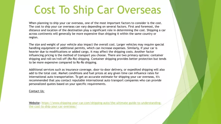 cost to ship car overseas