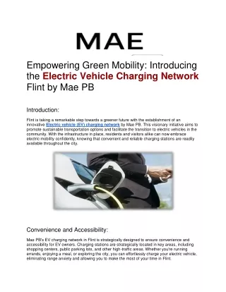 Introducing the Electric Vehicle Charging Network Flint by Mae PB