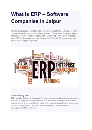 What is ERP – Software Companies in Jaipur