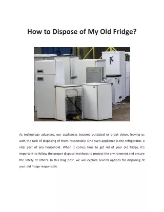 How to Dispose of My Old Fridge