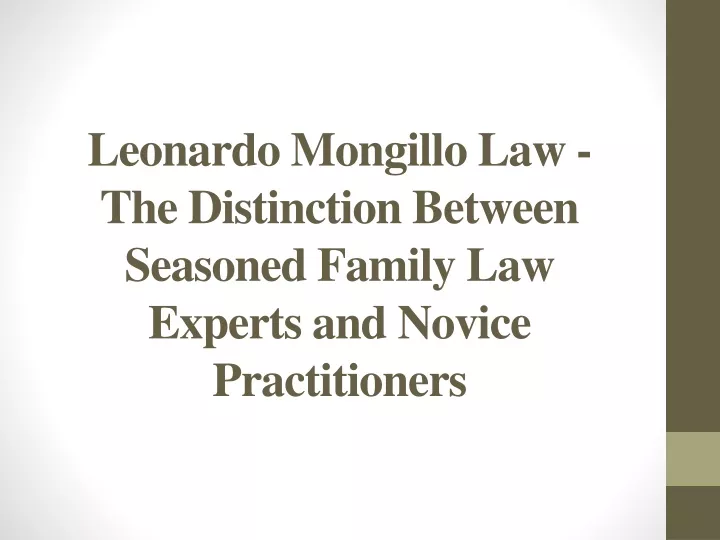 leonardo mongillo law the distinction between seasoned family law experts and novice practitioners