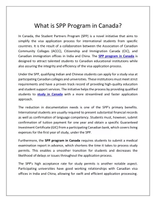 SPP Program in canada
