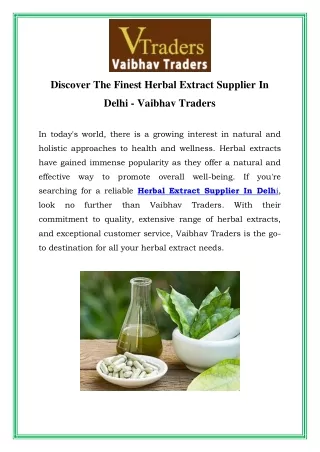 Herbal Extract Supplier In Delhi Call-9205310669