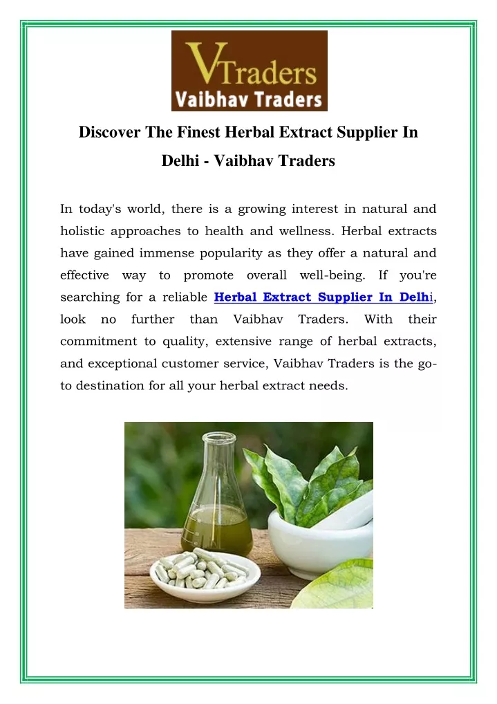 discover the finest herbal extract supplier in