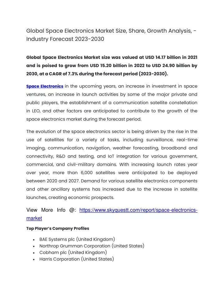 global space electronics market size share growth