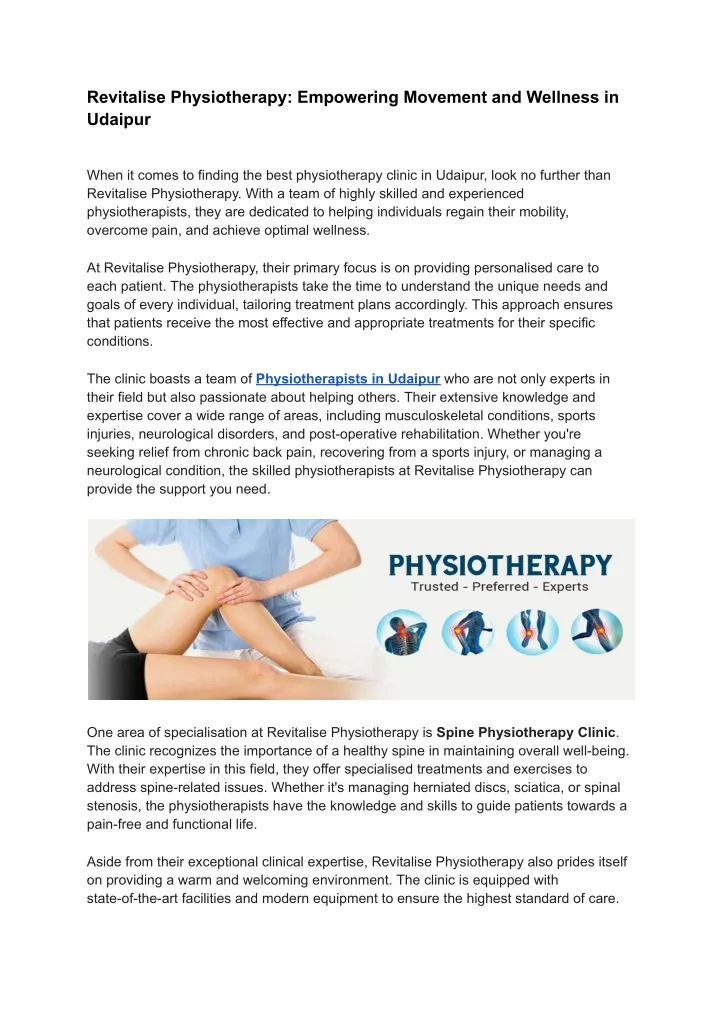 revitalise physiotherapy empowering movement