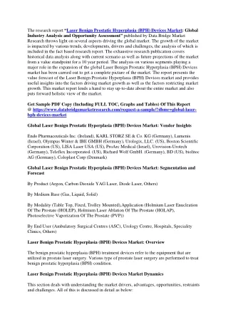the research report laser benign prostatic