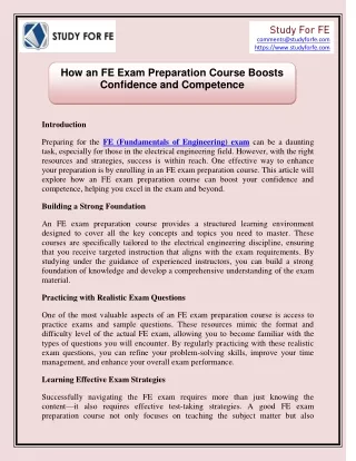 How an FE Exam Preparation Course Boosts Confidence and Competence