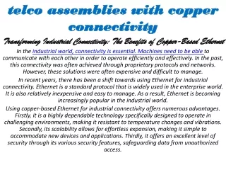 telco assemblies with copper connectivity