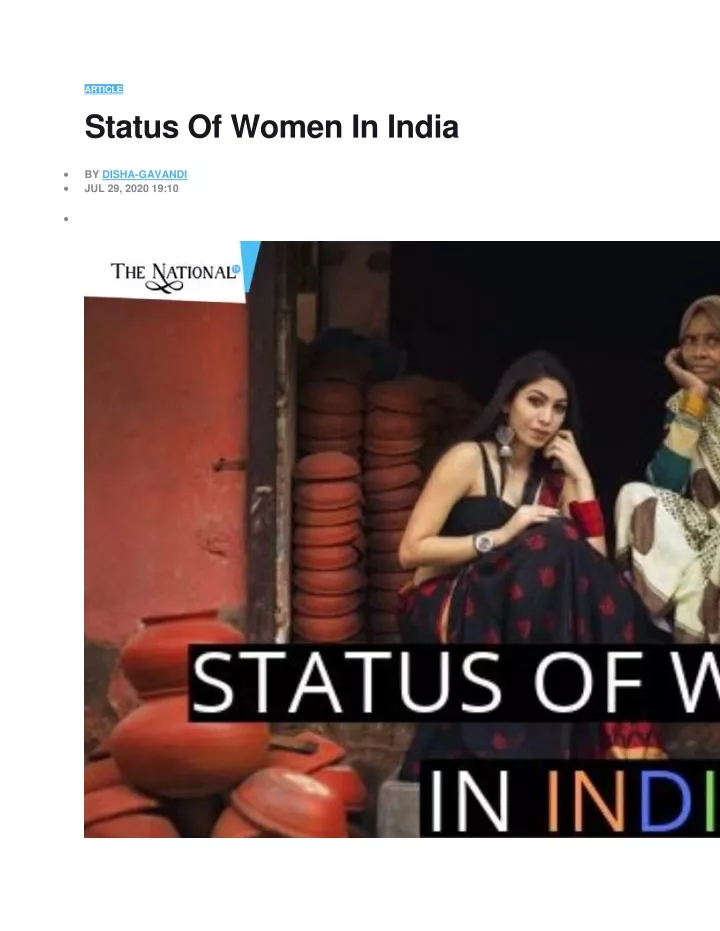 article status of women in india