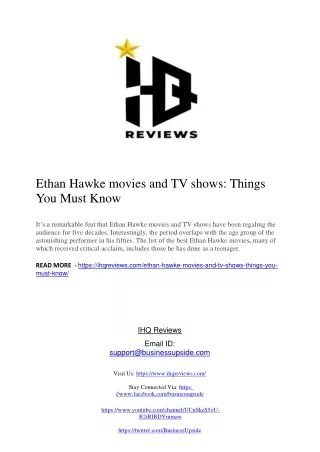 Ethan Hawke movies and TV shows: Things You Must Know