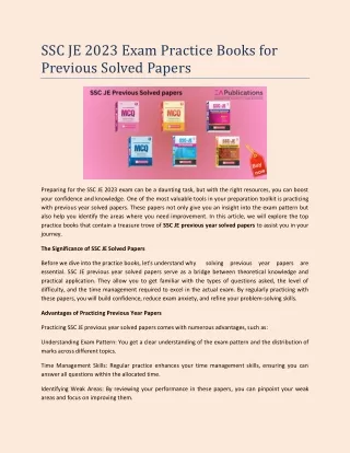 ssc je 2023 exam practice books for previous