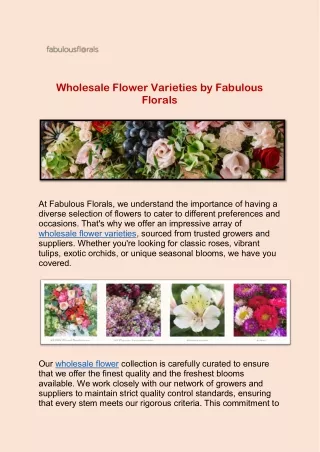 Wholesale Flower Varieties by Fabulous Florals