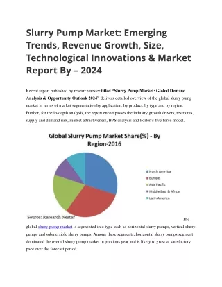 Slurry Pump Market: Emerging Trends, Revenue Growth, Size Report By –  2024