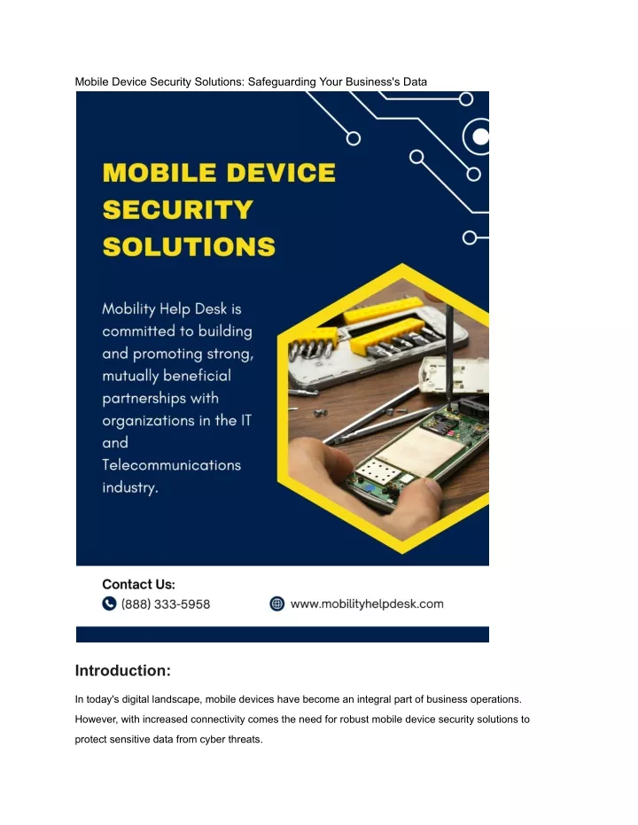 mobile device security solutions safeguarding