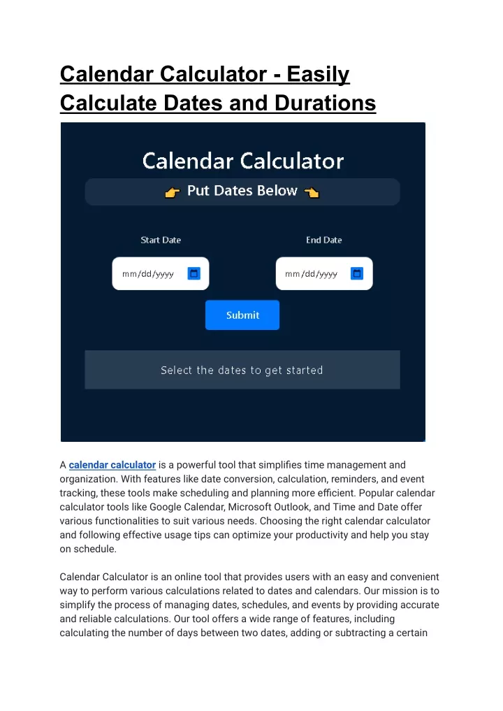 PPT Calendar Calculator Easily Calculate Dates and Durations