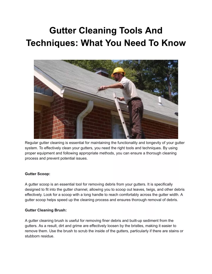 gutter cleaning tools and techniques what