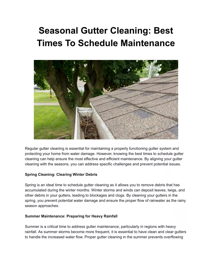 seasonal gutter cleaning best times to schedule