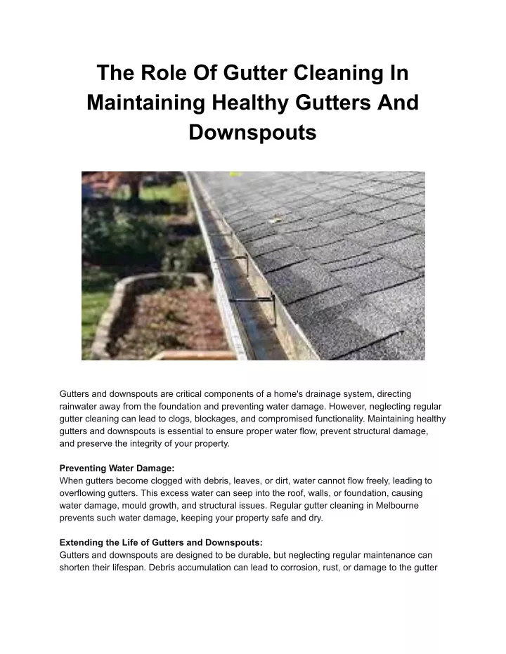 the role of gutter cleaning in maintaining