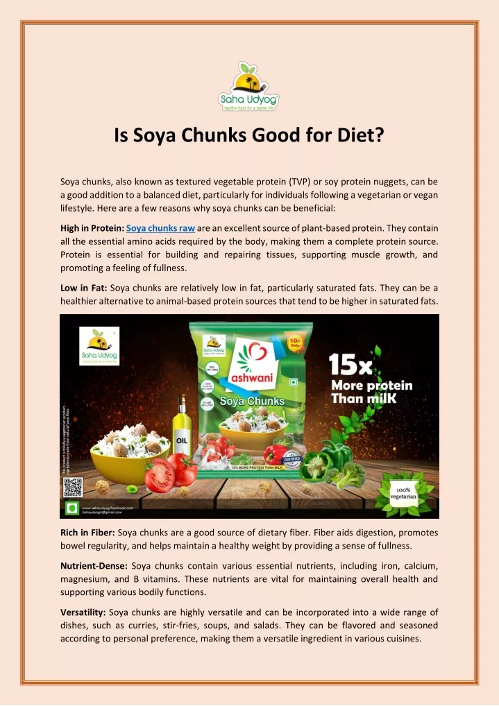 is soya chunks good for diet