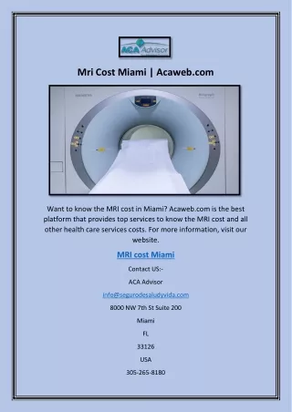 Mri Cost Miami | Acaweb.com