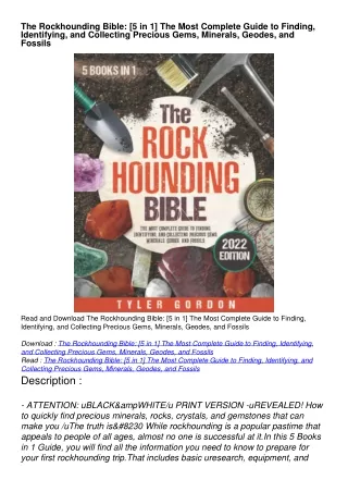 PDF READ ONLINE] The Rockhounding Bible: [5 in 1] The Most Complete Guide to Finding, Identifying, and Collecting Precio