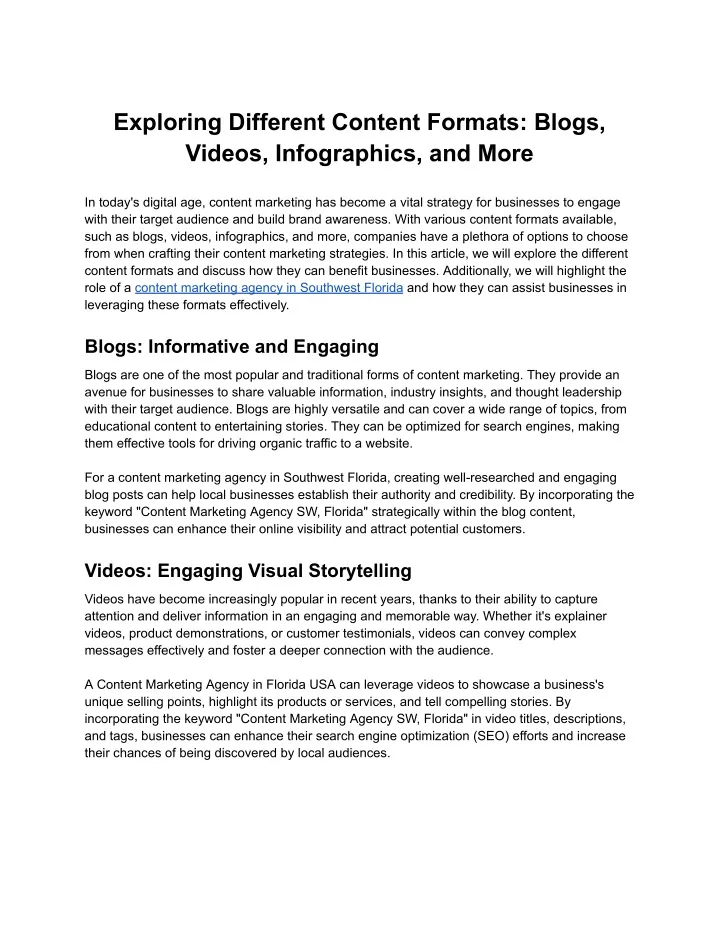 exploring different content formats blogs videos