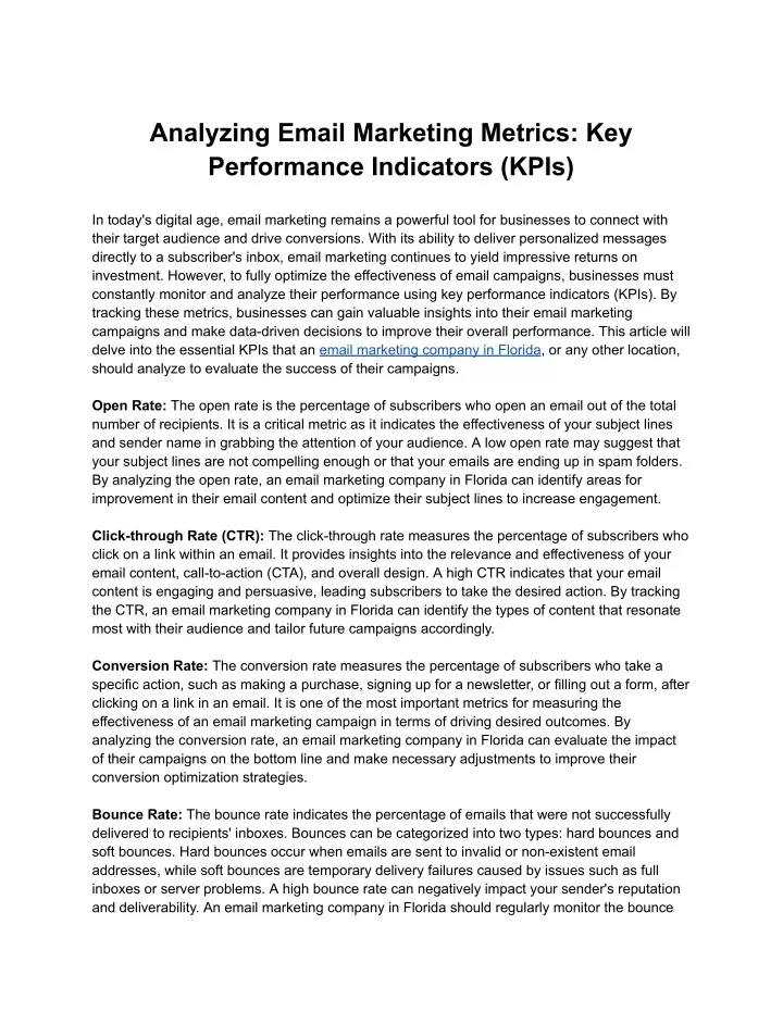 analyzing email marketing metrics key performance
