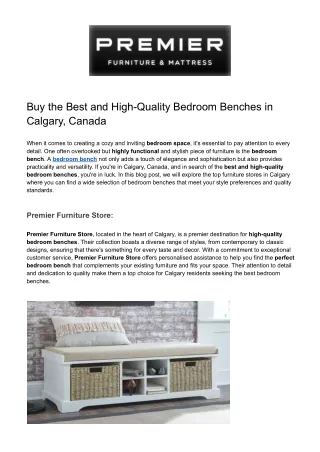Buy the Best and High-Quality Bedroom Benches in Calgary, Canada