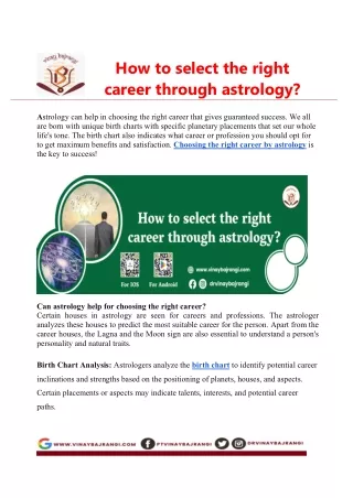 How to select the right career through astrology