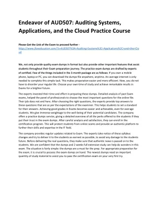 endeavor of aud507 auditing systems applications